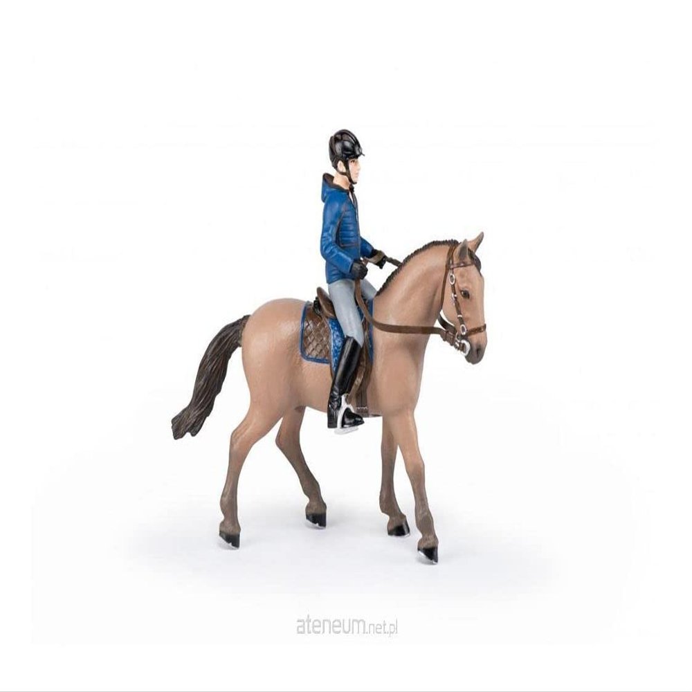 Papo - Hand-Painted - Figurine - Horses,Foals and Ponies - Walking Horse with Male rider-51565 - Collectible - for Children - Suitable for Boys and Girls - from 3 Years Old