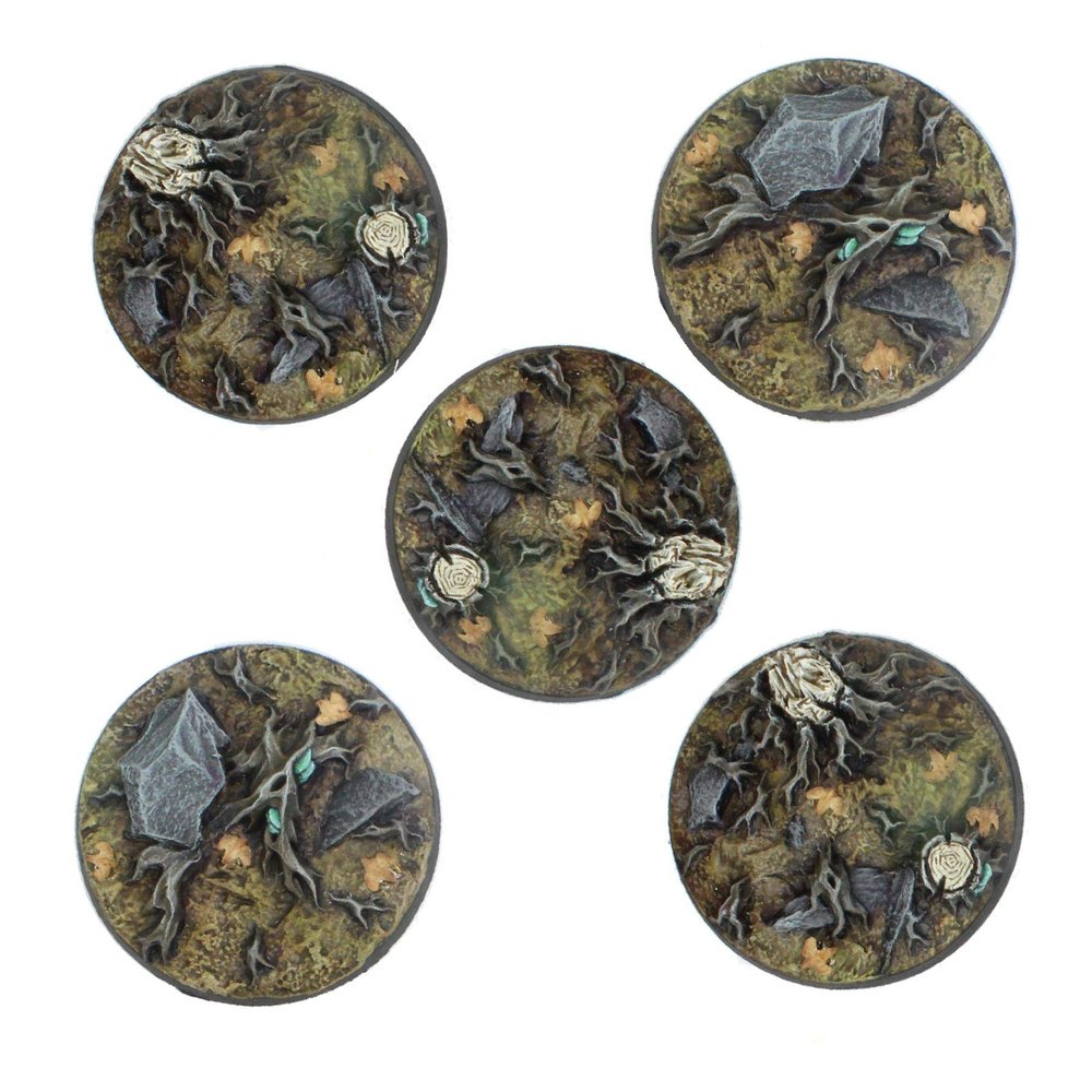 War World Gaming Fantasy Forest Resin Bases  Set of 5 Round 40mm Bases for 20-28mm Scale Miniatures