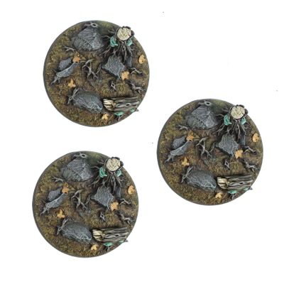 War World Gaming Fantasy Forest Resin Bases  Set of 3 Round 50mm Bases for 20-28mm Scale Miniatures