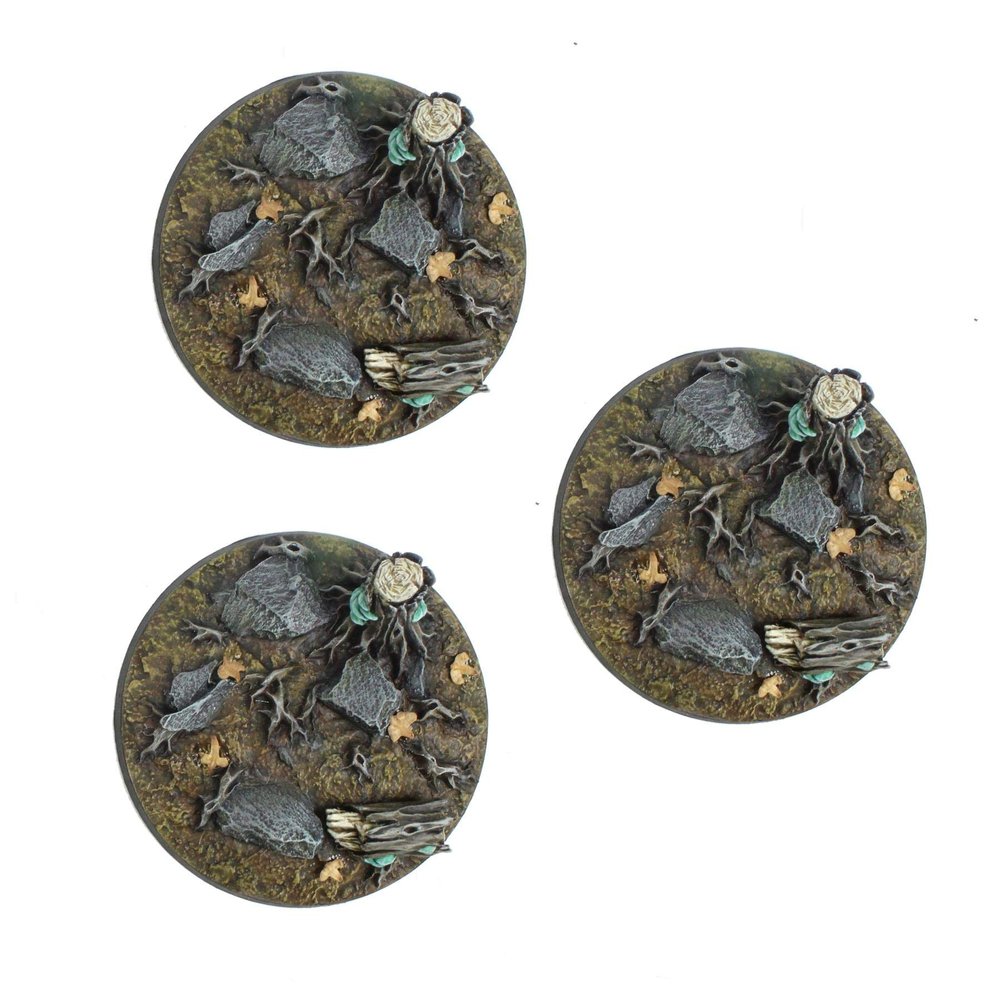 War World Gaming Fantasy Forest Resin Bases  Set of 3 Round 50mm Bases for 20-28mm Scale Miniatures