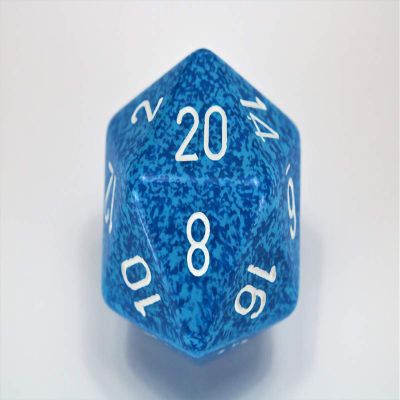 Chessex 34mm Single Speckled Water D20 Die, 20 Sides, Polyhedral Die, Table Game Accessories, Role Play, Dungeons and Dragons(D&D)