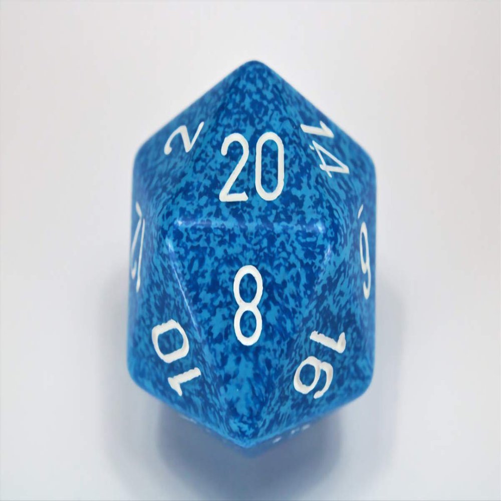 Chessex 34mm Single Speckled Water D20 Die, 20 Sides, Polyhedral Die, Table Game Accessories, Role Play, Dungeons and Dragons(D&D)