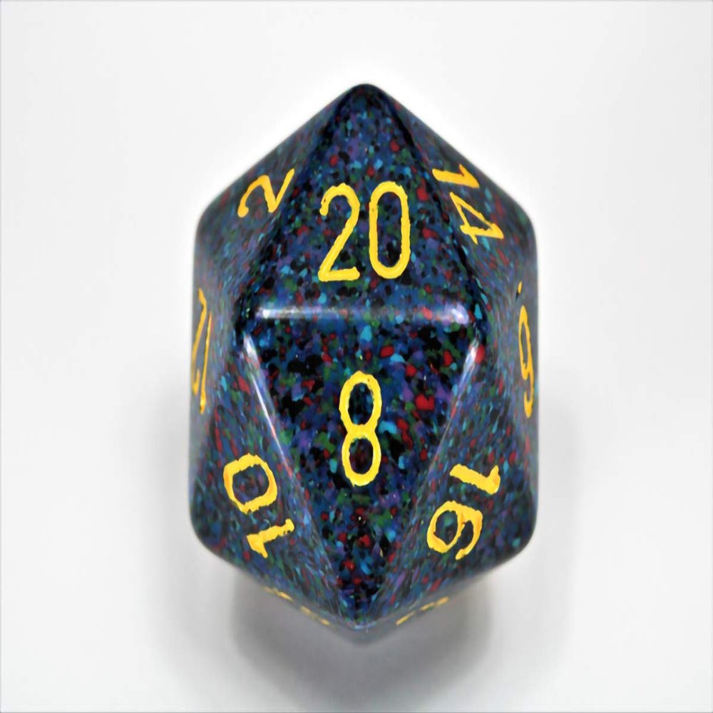 Chessex 34mm Single Speckled Twilight D20 Die, 20 Sides, Polyhedral Die, Table Game Accessories, Role Play, Dungeons and Dragons(D&D)