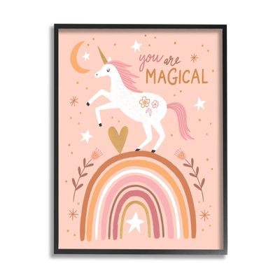 Stupell Industries You are Magical Inspirational Pink Unicorn Rainbow