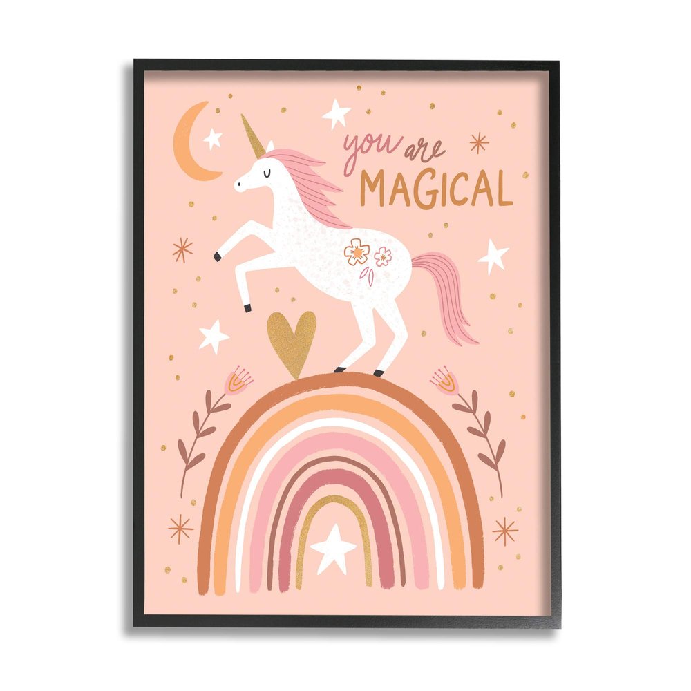 Stupell Industries You are Magical Inspirational Pink Unicorn Rainbow
