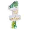 BLUE PANDA Pull String 1st Birthday Pinata Number 1 Wild One Safari Animals - Green - 16.5 x 11.6 x 3 in - Jungle Party Centerpiece & Easy-Fill Design for Boys & Girls