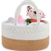 ABenkle Diaper Caddy Organizer, Boho Rustic Cotton Rope Nursery Baby Basket, Changing Table Organizer for Baby Diaper Storage and Baby Shower view 1
