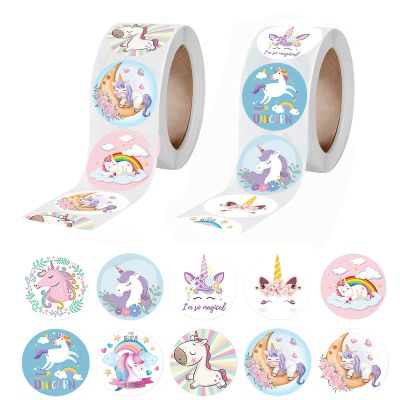 1000pcs Unicorn Label Stickers, DIY Decoration Stickers, 1 Inch Self-Adhesive for Party Gift Bags (10 Styles)