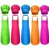Tamicy 10 Pieces Kids Chef Hat and Apron Set - Child Kitchen Bib Aprons with Pockets Girls Boys Chef Hats for Cooking Baking Gardening Painting Wear (Rose Red,Green,Blue,Orange,Purple) view 1