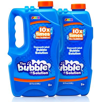 JOYIN 2 Bottles Bubbles Refill Solutions 64 oz (up to 5 Gallon), Concentrated Solution for Bubble Machine, Gun, Wand Refill Fluid Summer, Easter Toys(Blue)