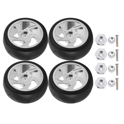 Dilwe RC Tires, 63MM Remote Control Metal Wheel Hub Rubber Tires with Adapter Compatible with WPL D12 RC Truck, RC Wheels RC Accessories