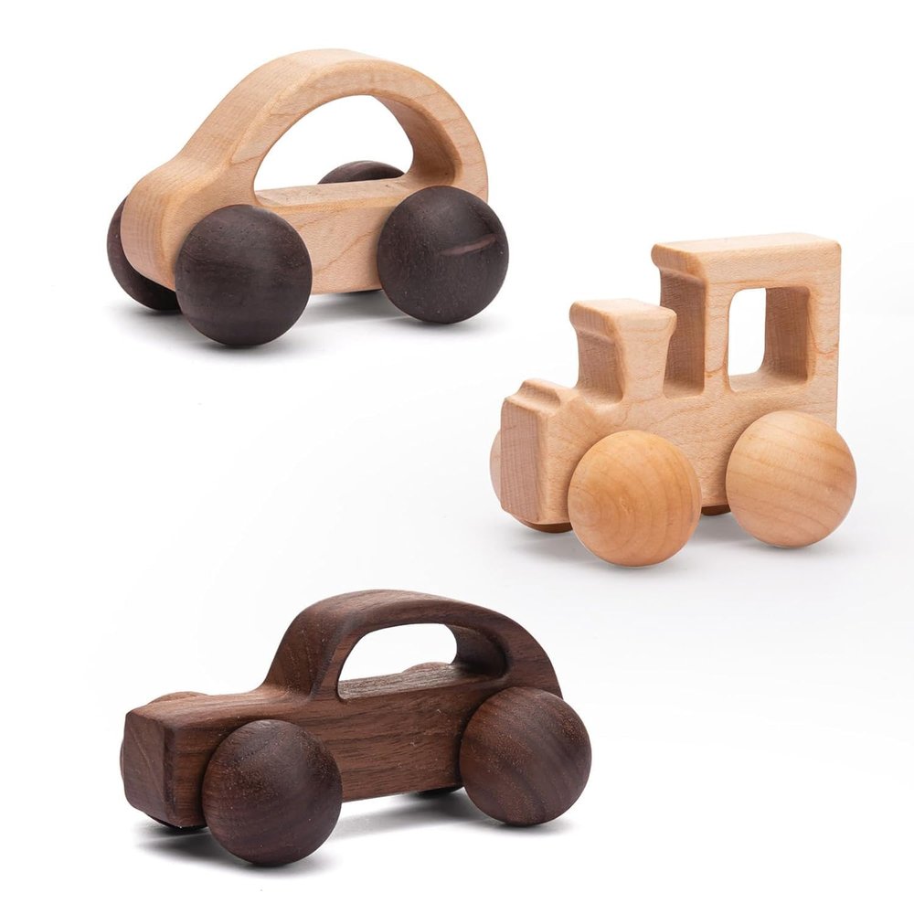 3PCS Wooden Baby Toys, Montessori Toys for Babies 0-6-12 Months, Baby Grasping Toys Push Car Toys for 1 Year Old Boy Birthday Gift,#3