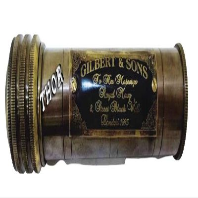 THOR INSTRUMENTS Antique Brass Vintage Design Gilbert & Sons Kaleidoscope W/Leather Case Nautical Gift Rustic Vintage Home Decor Gifts