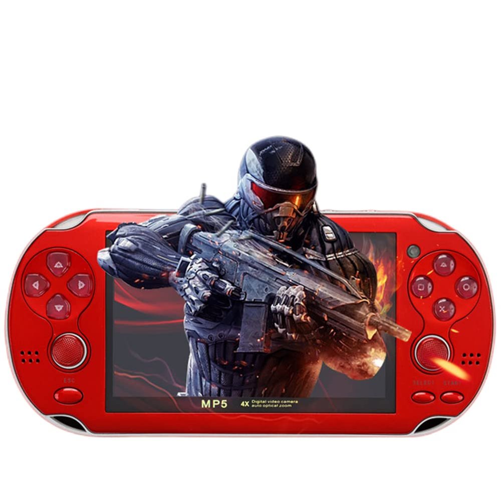 ANXTO Mini Retro Player, Handheld Portable Game Console, 4.3 Inch Screen, 8GB Built-in 10000 Classic Games, Red