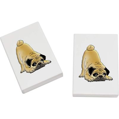 Azeeda 2 x 45mm 'Playful Pug' Erasers/Rubbers (ER00026689)