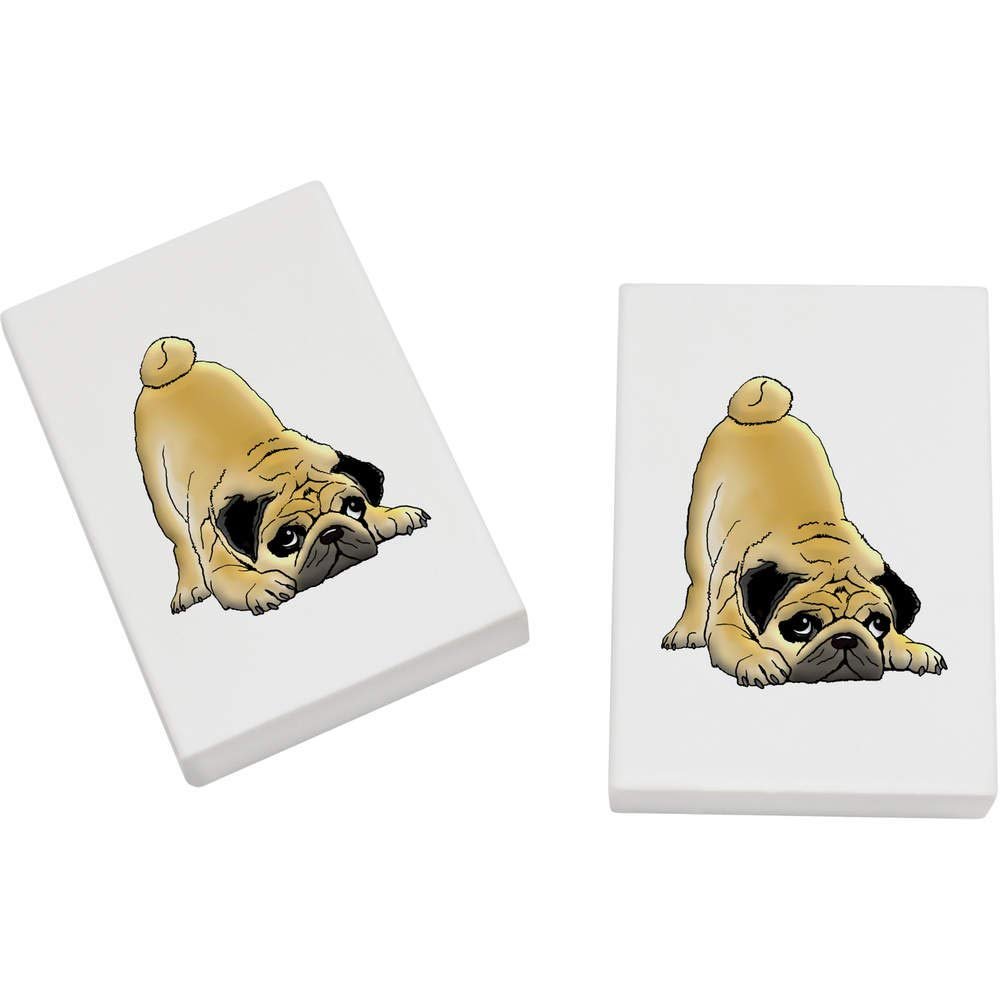 Azeeda 2 x 45mm 'Playful Pug' Erasers/Rubbers (ER00026689)