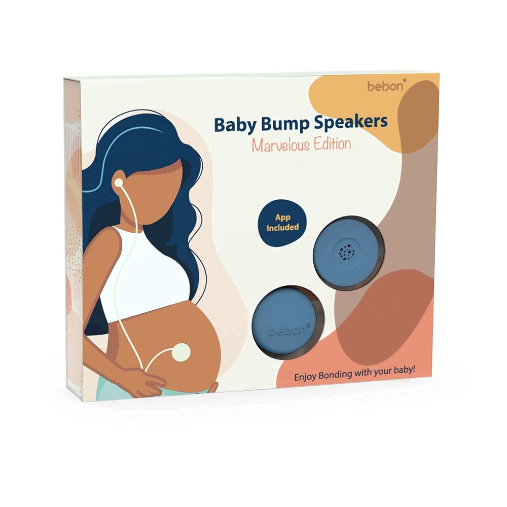 Baby Bump Headphones Marvelous Edition, Plays and Shares Music, Sound and Voices to The Womb, Prenatal Speaker, Including bebon Tunes APP (Ether Blue)
