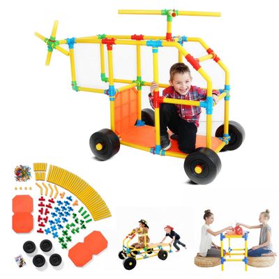 Tubelox STEM Building Toy Set - 220 Piece Life-Size Construction Kit for Kids | PVC Pipe Blocks for Forts, Towers & Creative Engineering Play | Durable Indoor/Outdoor STEM Toy | Ages 3+