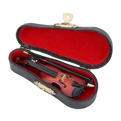 Evonecy Dollhouse Miniature Violin, Violin Model with Box Dollhouse Violin, 1:12 Miniature Instrument for Dollhouse Kids