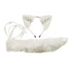 VIGVAN Cat Ears Wolf Fox Ears Animal Cosplay Cute Head Accessories for Halloween (White Ears + Tail Set) view 1