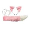 VIGVAN Cat Ears Wolf Fox Ears Animal Cosplay Cute Head Accessories for Halloween (Pink Ears + Tail Set) view 1