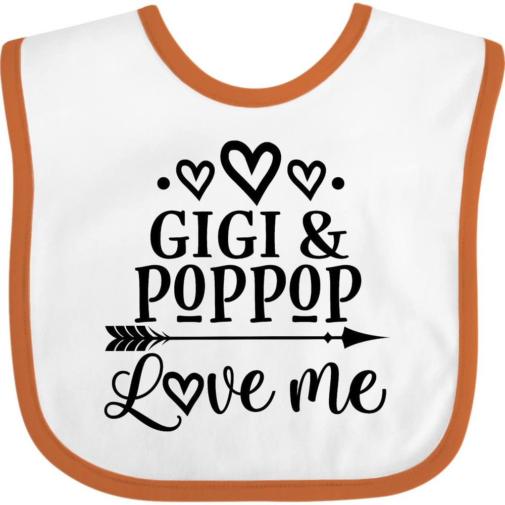 inktastic Gigi and PopPop Love Me Baby Bib White and Orange 389ea