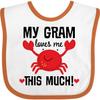 inktastic My Gram Loves Me Grandchild Baby Bib White and Orange 2e7d8 view 1