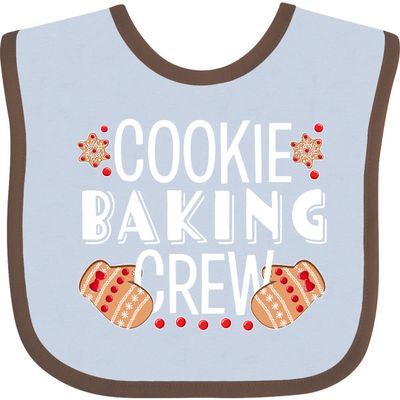inktastic Christmas Cookie Baking Crew with Oven Mitts Baby Bib Blue and Chocolate 383de