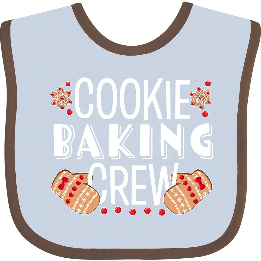 inktastic Christmas Cookie Baking Crew with Oven Mitts Baby Bib Blue and Chocolate 383de