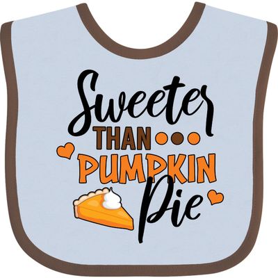 inktastic Thanksgiving Sweeter Than Pumpkin Pie Baby Bib Blue and Chocolate 378de