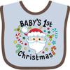 inktastic Baby's 1st Christmas Santa with Candy Canes Baby Bib Blue and Chocolate 38fc4 view 1