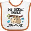 inktastic My Great Uncle Loves Me with Sloth and Hearts Baby Bib White and Orange 2f254 view 1