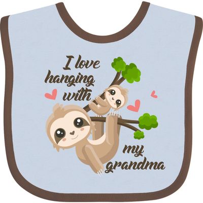 inktastic Hanging with My Grandma Baby Bib Blue and Chocolate 376ef