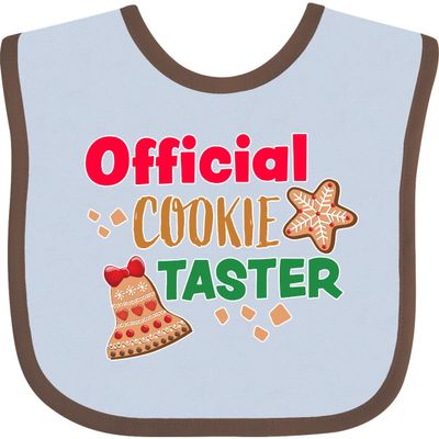 inktastic Christmas Official Cookie Taster with Bell and Star Cookie Baby Bib Blue and Chocolate 380e3