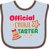 inktastic Christmas Official Cookie Taster with Bell and Star Cookie Baby Bib Blue and Chocolate 380e3 view 1
