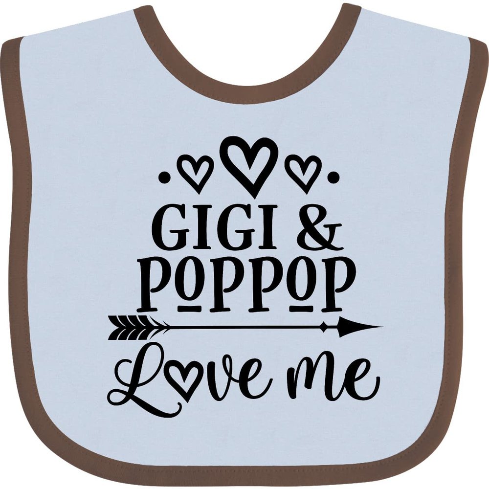 inktastic Gigi and PopPop Love Me Baby Bib Blue and Chocolate 389ea