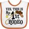 inktastic Yes, This Is My 1st Rodeo- Cowboy Hat with Pink Band, Lasso Baby Bib White and Orange 35613 view 1