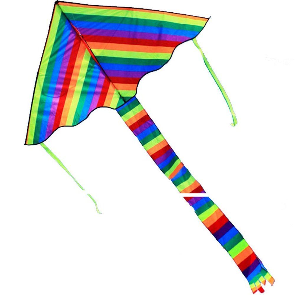 ZYCSKTL Kites for Boys,Small Creative Triangle Rainbow Kite, Amusement Kite with Durable Plaid Cloth and Tail, Suitable for Beaches, Parks (Size : 3.9ft)