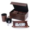 Party Games Leather Dice Cup Set, 6 Black Leather Dice Cups +30 Dice + Exclusive Storage and Transport Case Made of Faux Leather view 1