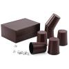 Party Games Leather Dice Cup Set, 6 Black Leather Dice Cups +30 Dice + Exclusive Storage and Transport Case Made of Faux Leather view 2