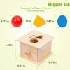 Adena Montessori Coin Box,3 in 1 Object Permanence Box Toys for 1 Year Old Baby Coins,Wooden Montessori Ball Drop Toys Developmental Toys for 6-12 Month Infant Toys,Triangle Ball Round Shapes view 3