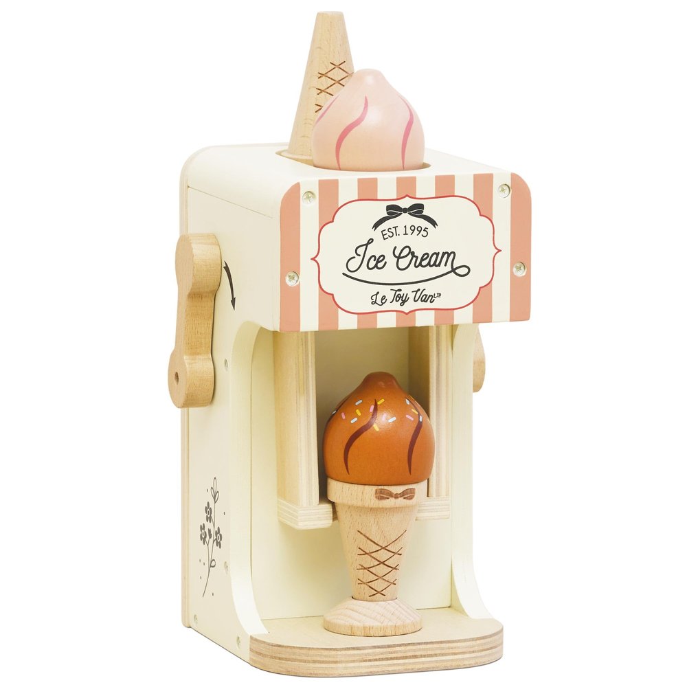 Le Toy Van - Ice Cream Machine and Wooden Ice Cream Set - Pastel Ice Cream Cones - Pretend Play Magnetic Toy Food - Role Play Food - Play Food Sets for Children - Wooden Food - Age 3 Years +