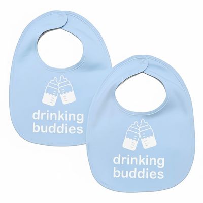 100% Cotton Drinking Buddies Twin Bibs for Babies Soft, Cute & Practical Waterproof, Durable, Unisex Bibs for Twins. Ideal for Mess-Free Feeding, Everyday Use, and Protecting Clothing from Spills