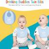100% Cotton Drinking Buddies Twin Bibs for Babies  Soft, Cute & Practical Waterproof, Durable, Unisex Bibs for Twins. Ideal for Mess-Free Feeding, Everyday Use, and Protecting Clothing from Spills view 2