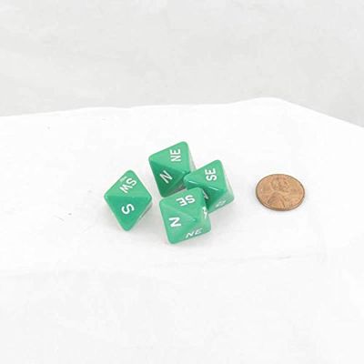Green Compass Dice with White Markings D8 16mm (5/8in) Pack of 4 Wondertrail
