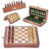 Ajuny Magnetic Travel Chess Set - Handcrafted Acacia Wood, Foldable Board with Elegant Storage Ages view 1