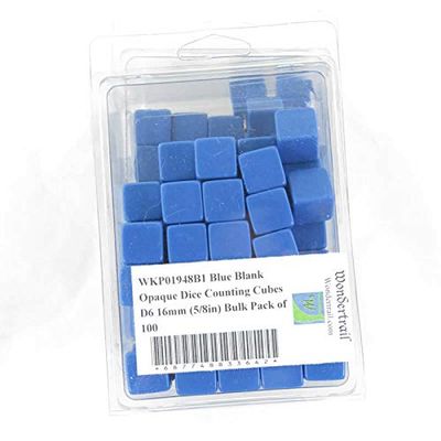 Blue Blank Opaque Dice Counting Cubes D6 16mm (5/8in) Bulk Pack of 100 Wondertrail
