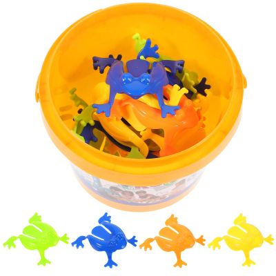jojofuny 12pcs Press Frog Toy Vintage Style Animal Frog Jump into Bucket Game Early Educational Toy Goody Bag Fillers for Children Kids Mixed Color