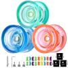MAGICYOYO K2 Crystal Yoyo Pack of 3, Responsive Yo Yo for Kids, Professional Dual Purpose Yo-yos Replacement Unresponsive Bearing for Adults/Advanced+18 Strings+Accessory Kit(Green+Blue+Orange) view 1
