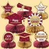 2025 Graduation Party Decorations Class of 2025 Congrats Grad Honeycomb Centerpieces Congratulate Graduation Table Toppers for Graduation Party Favor Supplies Maroon 8Pcs view 1